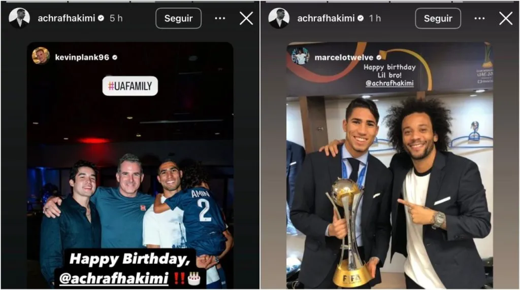 Publicaciones de Hakim tras la patada que le dio Luis Diaz