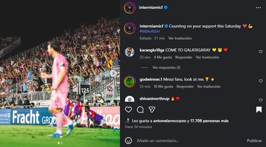 Publicación de Inter Miami con Messi. (Foto: Instagram / @intermiamicf)