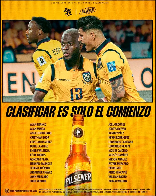 Los convocados de la Selección de Ecuador. (Foto: @LaTri)