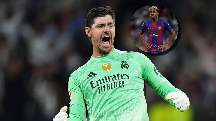 Courtois y su reflexión sobre los dardos de Lamine Yamal en la preva del Clásico.