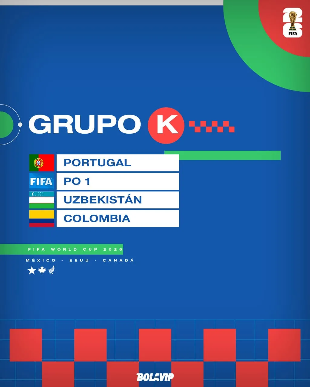 El grupo de Colombia para el Mundial 2026. (Bolavip)