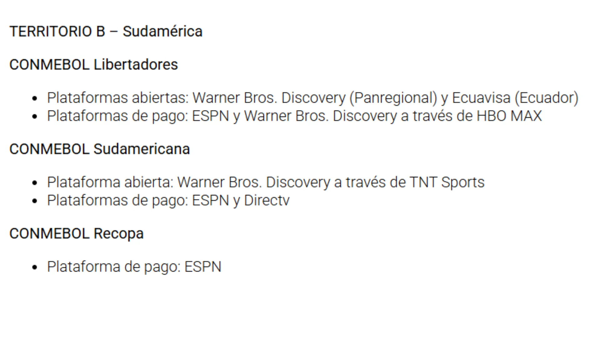 Los canales para ver la Copa Libertadores desde 2027 a 2030. (Captura de pantalla: CONMEBOL)