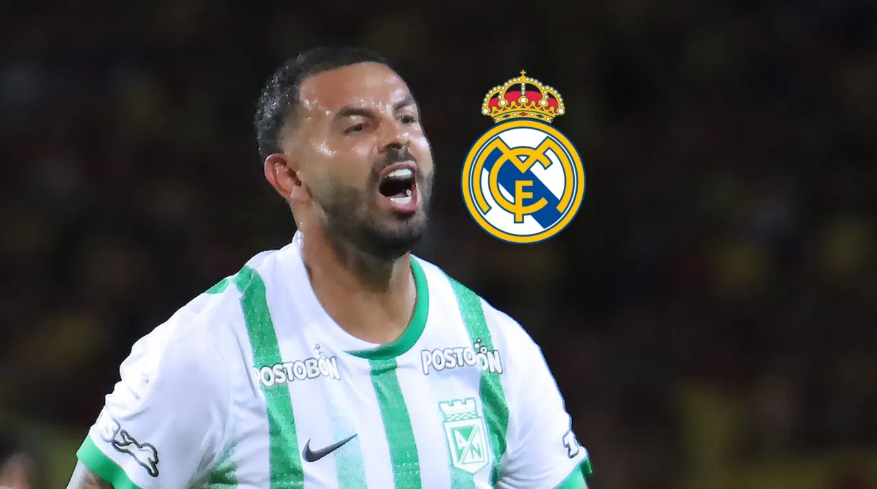 Edwin Cardona y el escudo de Real Madrid. (Foto: Getty Images y archivo particular)