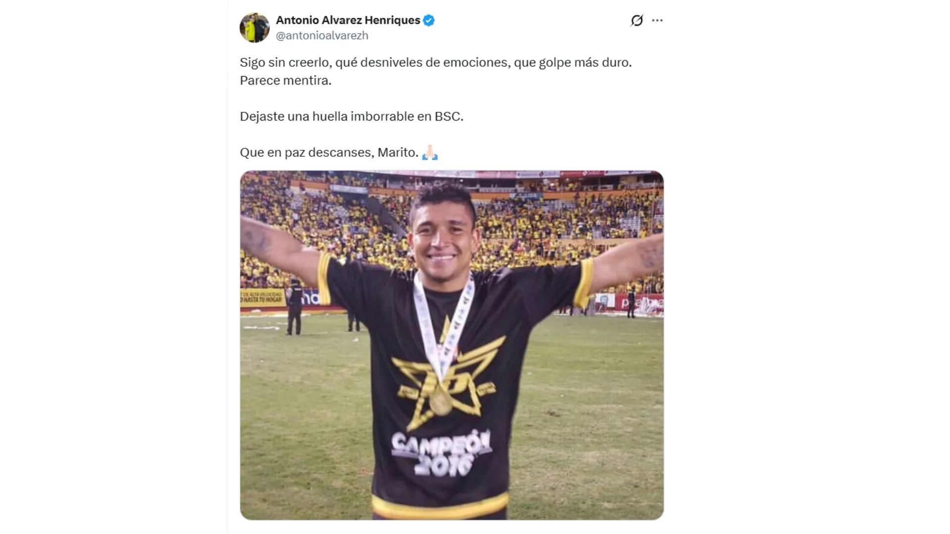 La publicación del presidente de Barcelona SC. (Captura de pantalla)