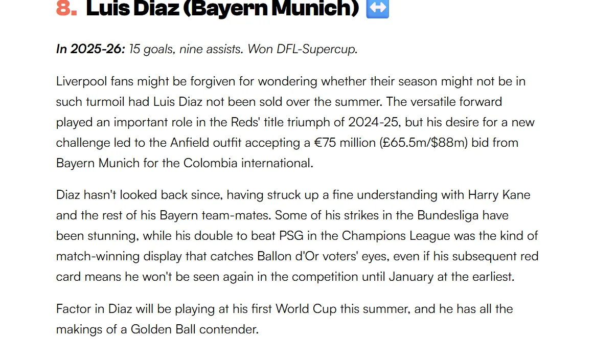 GOAL – Reseña Luis Díaz