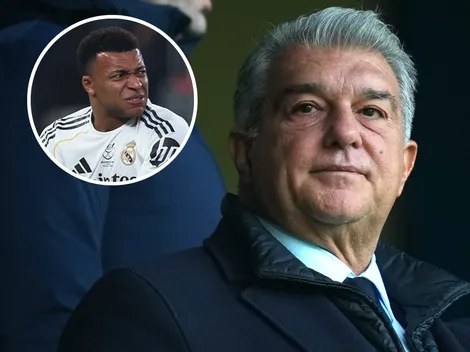 Joan Laporta le apunta a Kylian Mbappé por su reacción post Supercopa de España