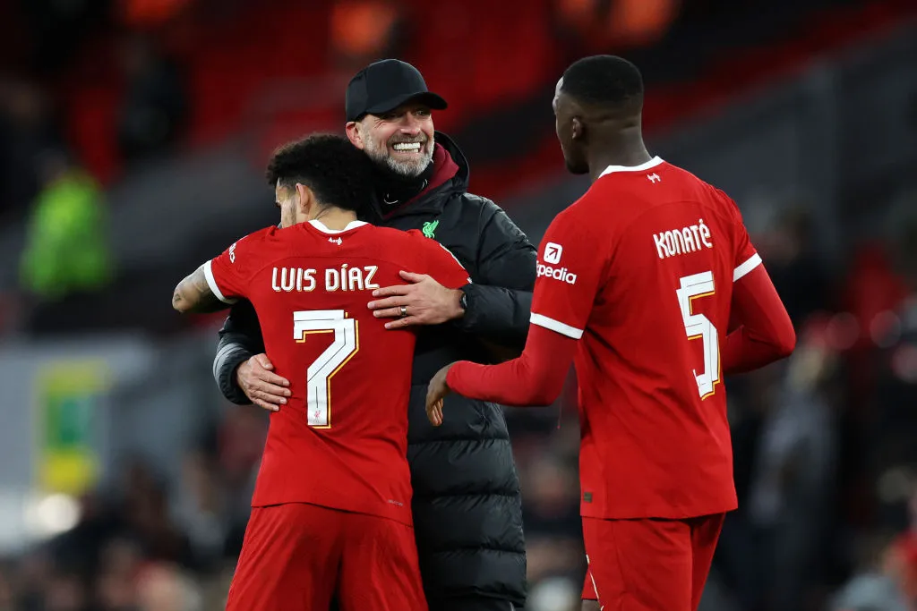 Klopp y Luis Díaz en el Liverpool. Foto: Getty