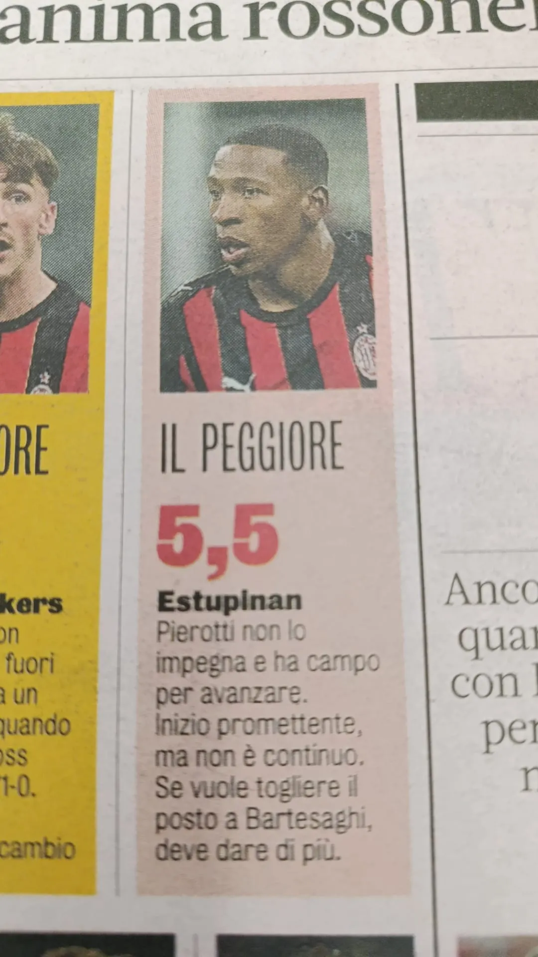 El apodo de la Gazzetta para Pervis Estupiñán. (Foto: @bscaramillo75)