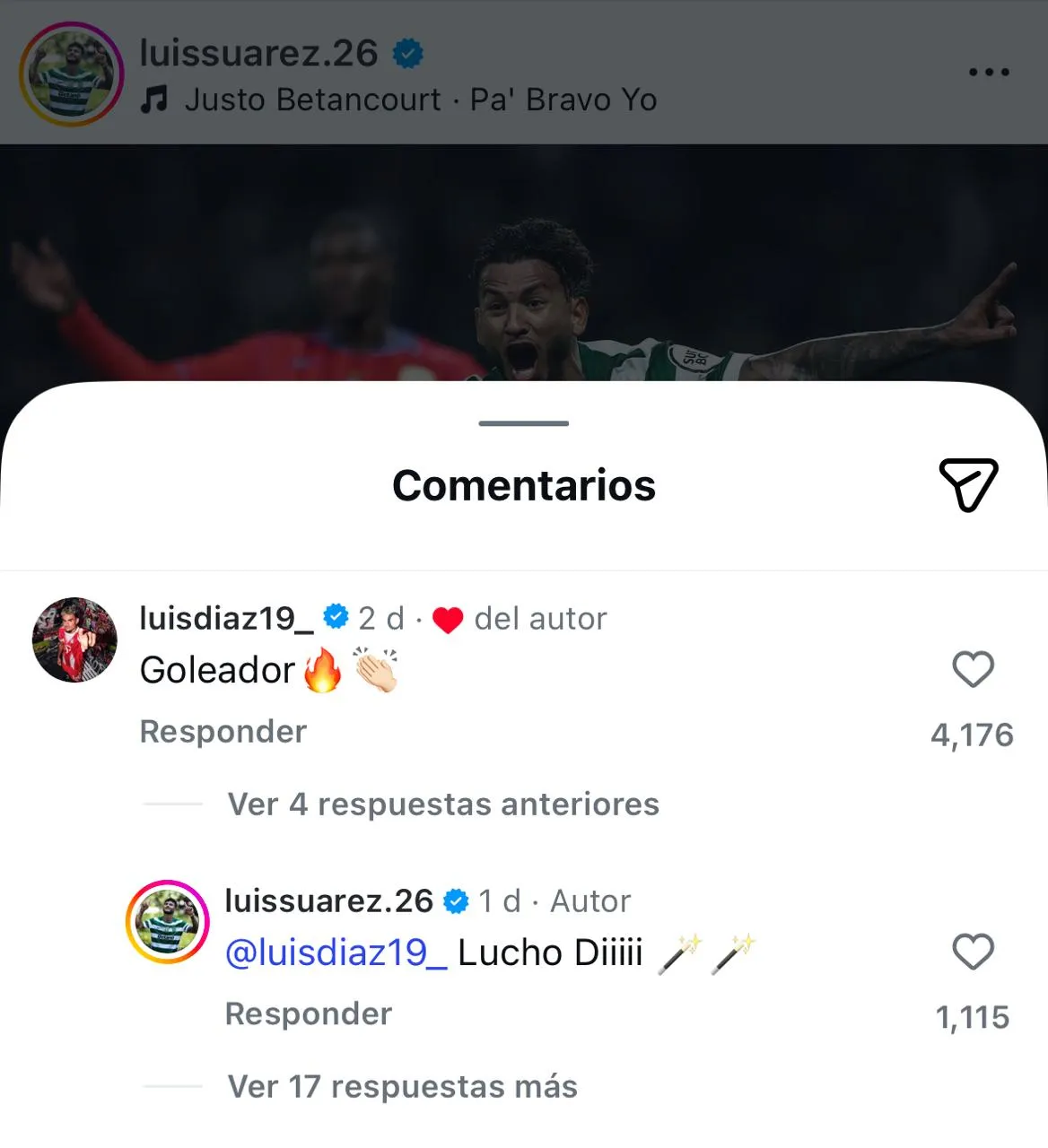 El apodo de Luis Díaz a Luis Suárez. (Foto: Instagram / @luissuarez.26)