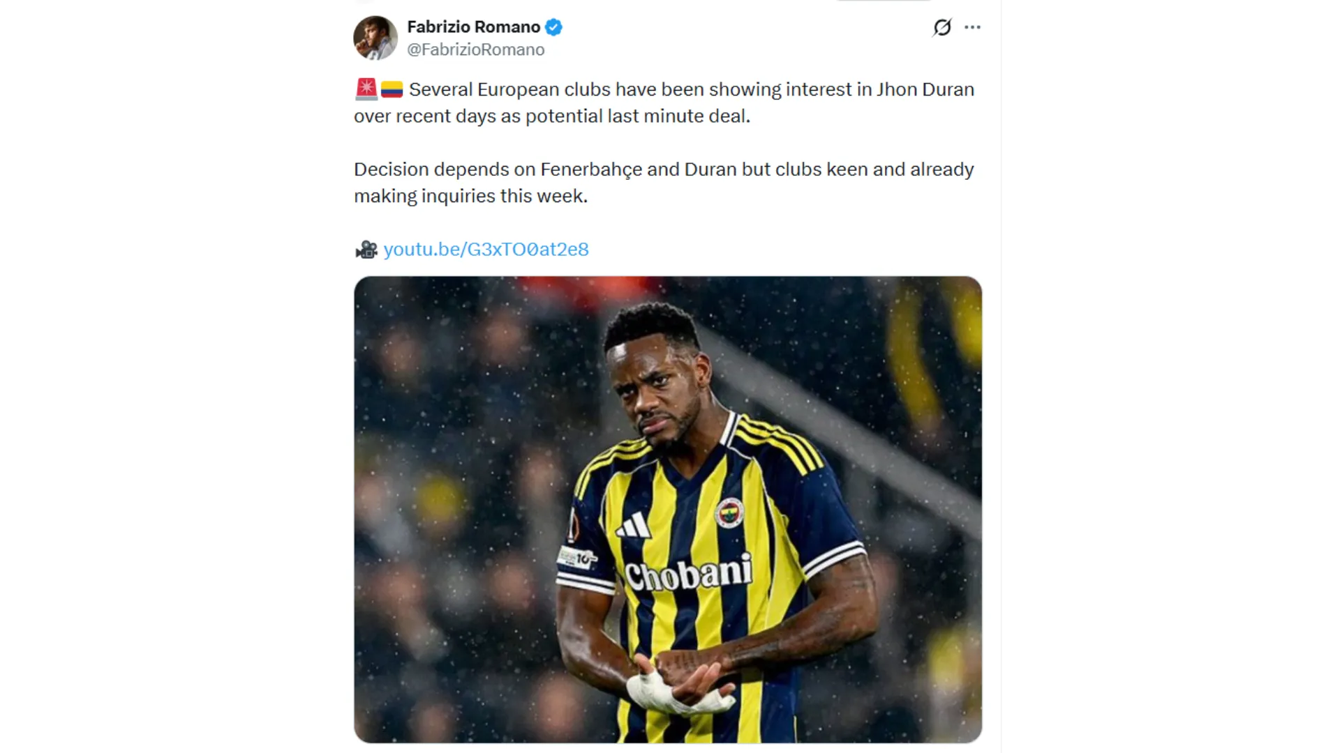 Durán es seguido por varios equipos. (Foto: Captura de pantalla)