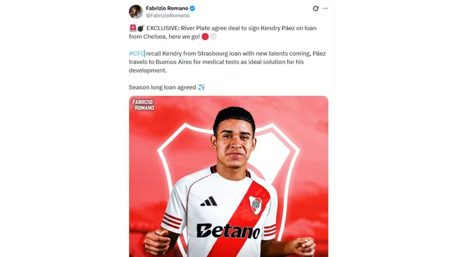 Kendry Páez será jugador de River Plate. (Captura de pantalla)