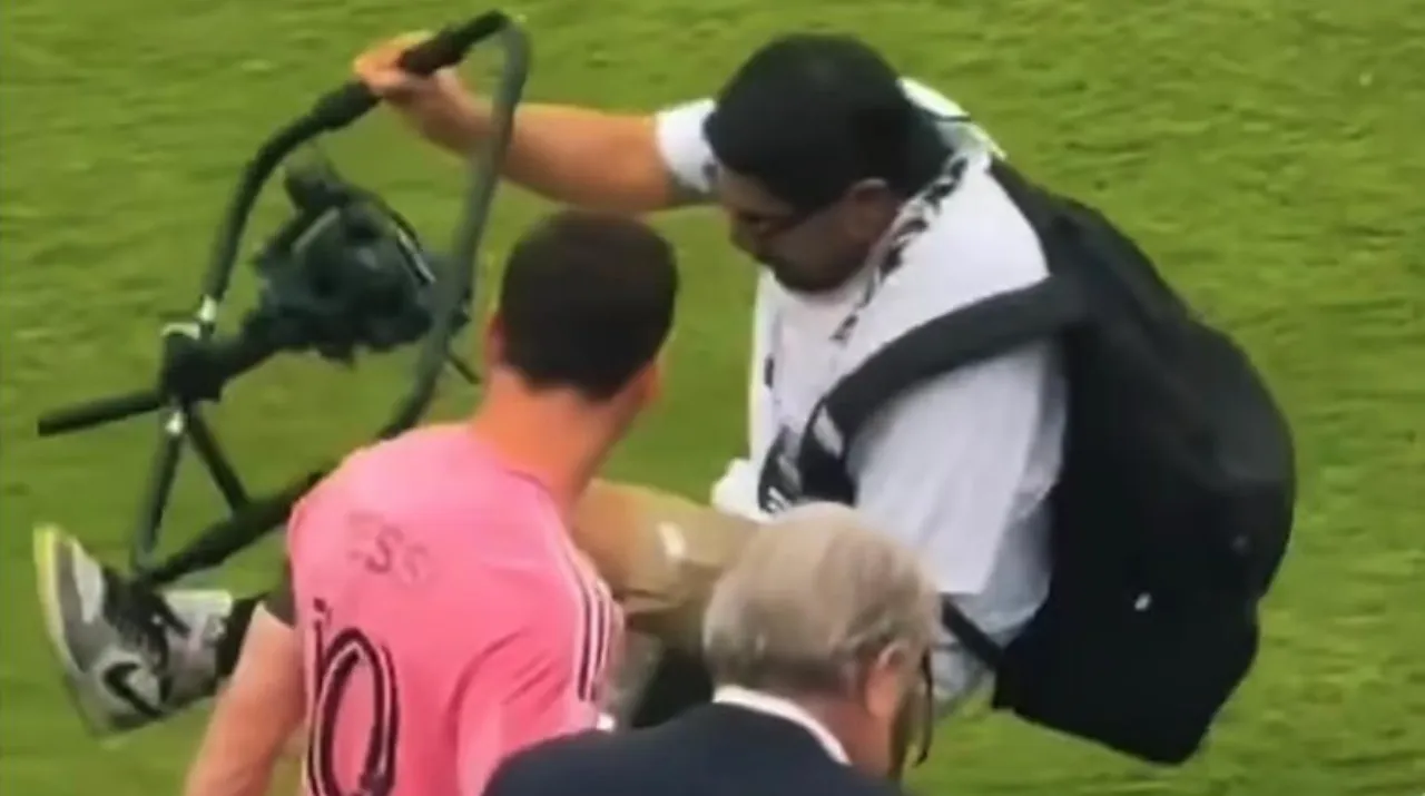 Messi y el accidente de un camarógrafo en Perú. (Foto: Instagram / @manubravo9)