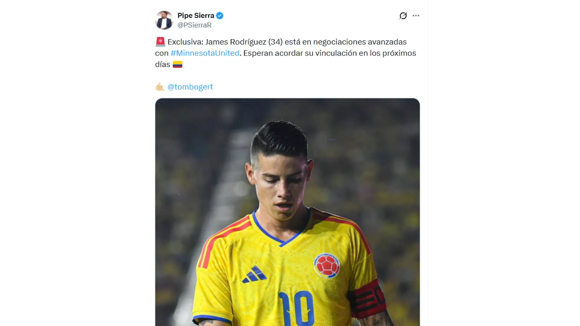 James Rodríguez muy cerca de la MLS. (Captura de pantalla)