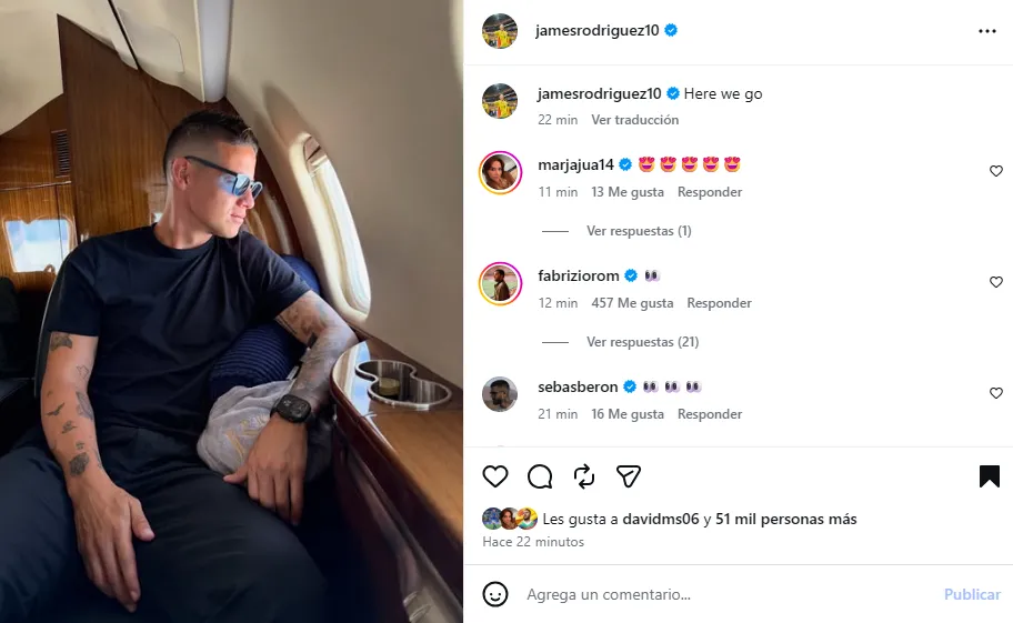 James Rodríguez dio pista sobre su destino. (Foto: Instagram / @jamesrodriguez10)