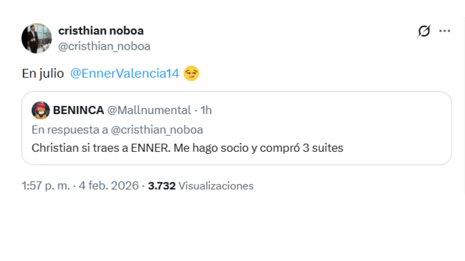 La propuesta de Noboa a Enner Valencia para un regreso a Emelec. (Captura de pantalla)