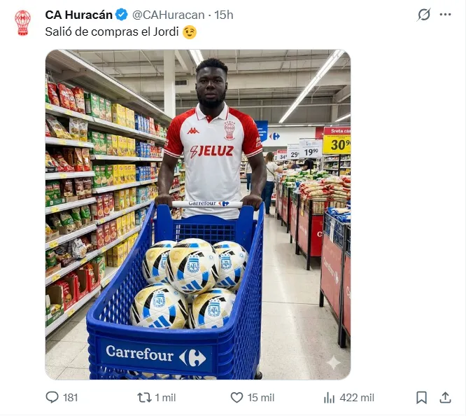 Los mensajes de Huracán para Jordy Caicedo. (Captura de Pantalla)