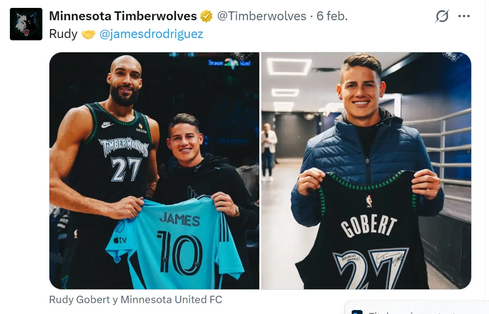 El regalo de Gobert a James. (Foto: X / @Timberwolves)