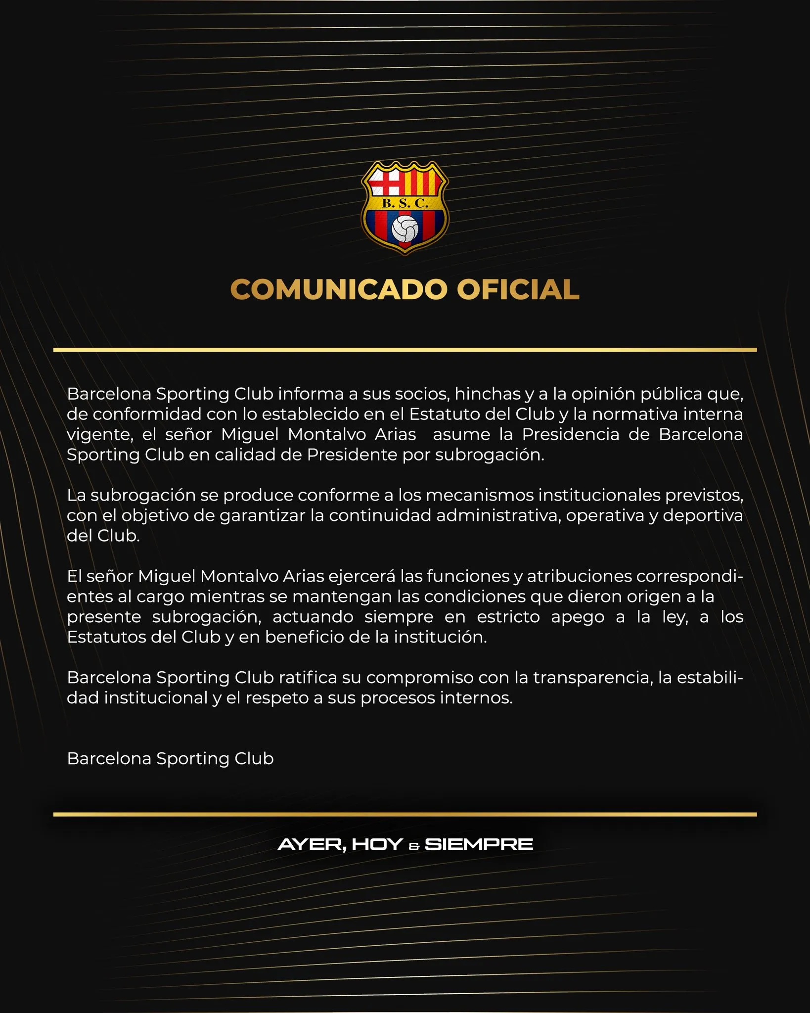 Comunicado oficial- Barcelona.