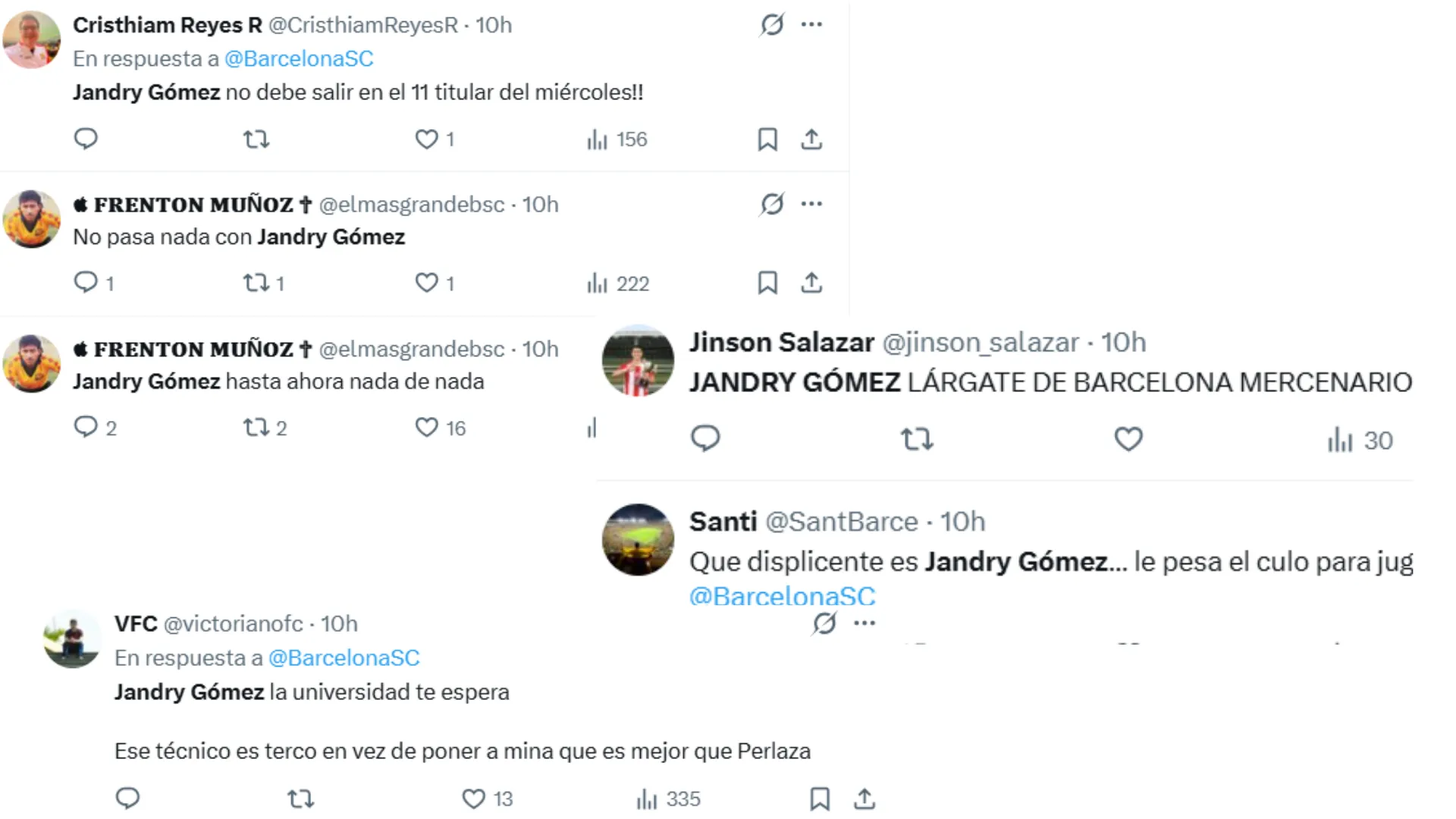 Los comentarios de los aficionados contra Jandry Gómez. (Captura de pantalla)