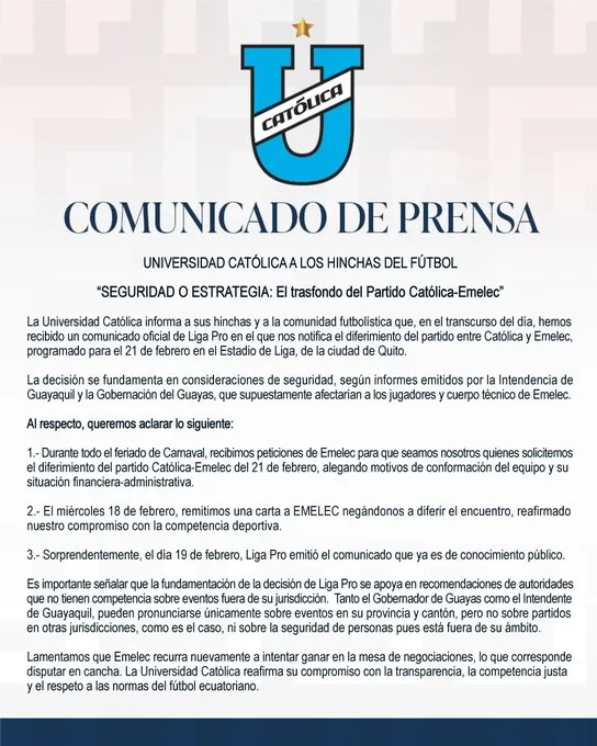 Comunicado U. Católica.