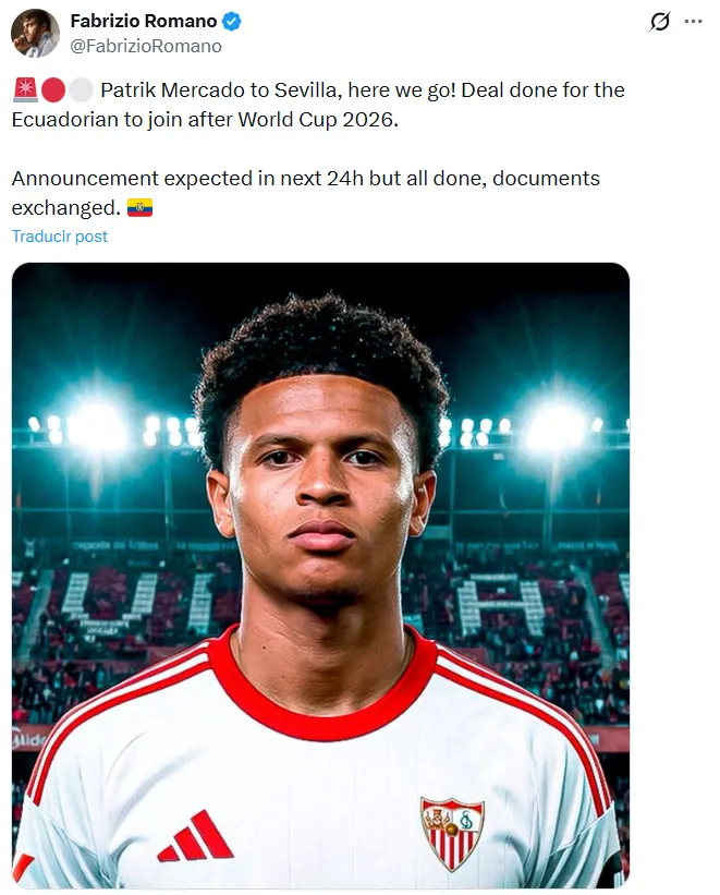 Mercado será nuevo jugador de Sevilla. (Foto: Captura de Pantalla)