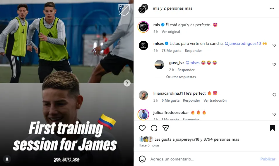 Elogios de la MLS para James Rodríguez