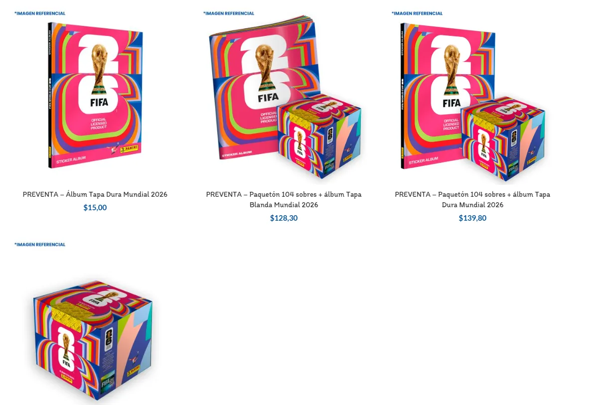 Los precios del álbum y paquetón del Mundial 2026. (Captura de pantalla)