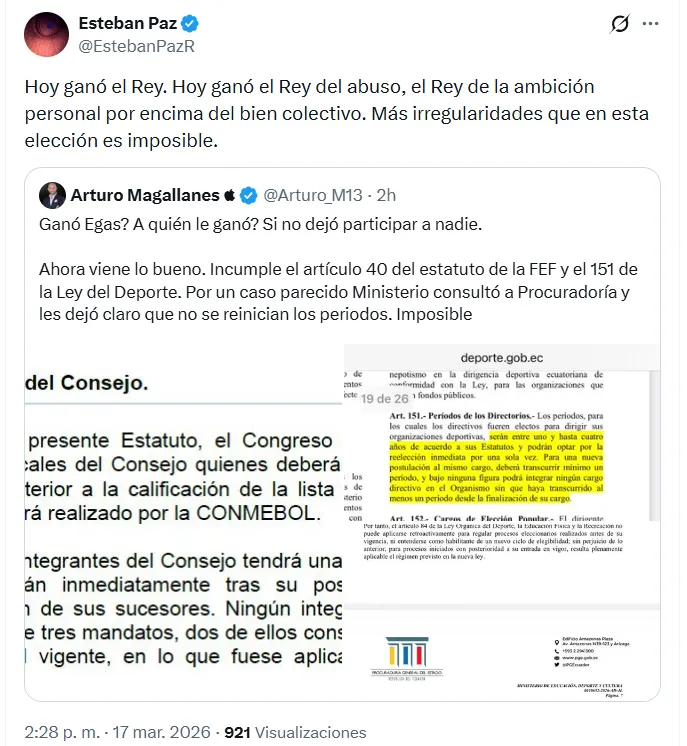 La reacción de Esteban Paz. (Captura de pantalla)