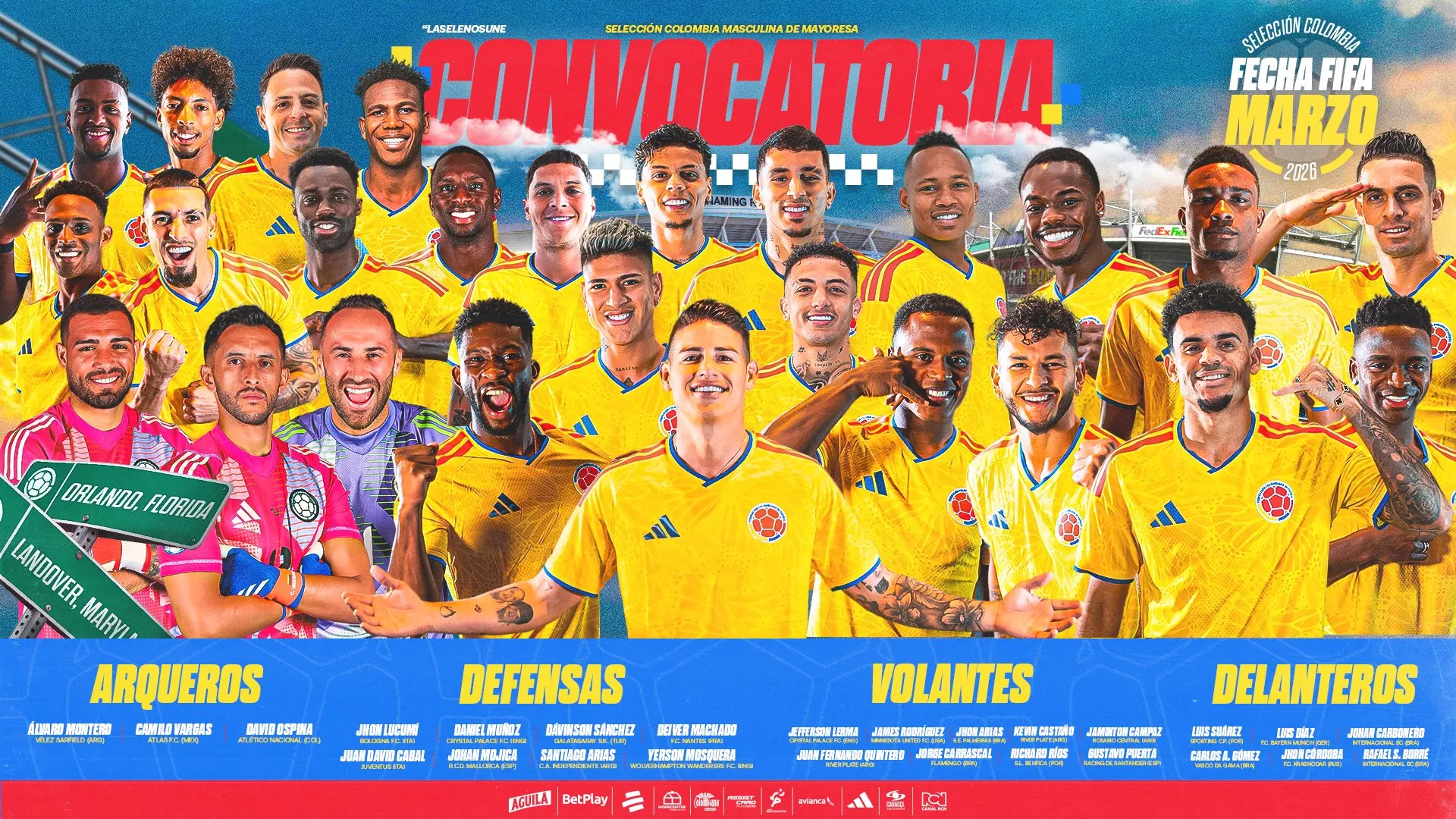 Los convocados de Colombia para jugar ante Francia y Croacia. (Foto: @FCFSeleccionCol)