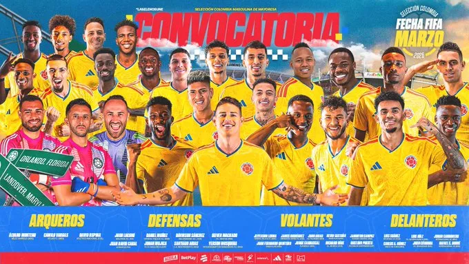 Los convocados de Colombia a los amistosos. (Foto: @FCFSeleccionCol)