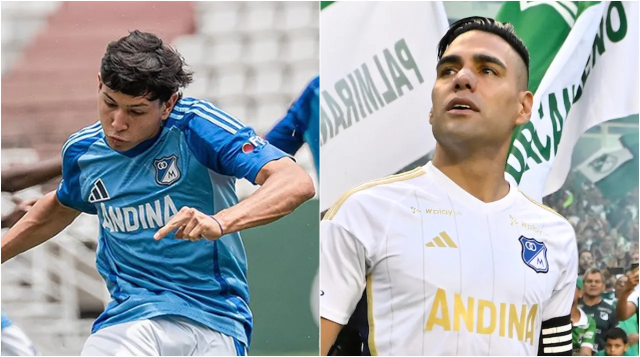 Santiago Castrillón entrenó con Falcao en Millonarios. (Foto: X @MirrorFootball y Vizzor Image)