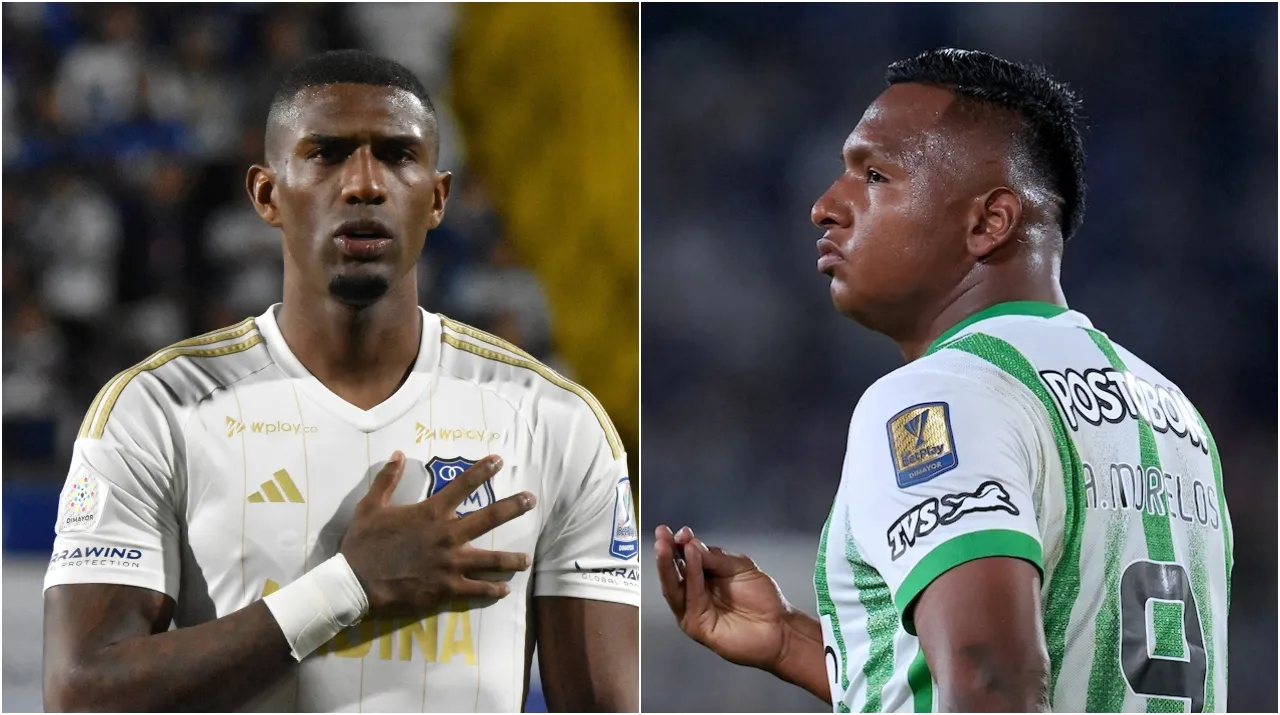 Sergio Mosquera y Alfredo Morelos en la Liga Colombiana. (Foto: Vizzor Image)
