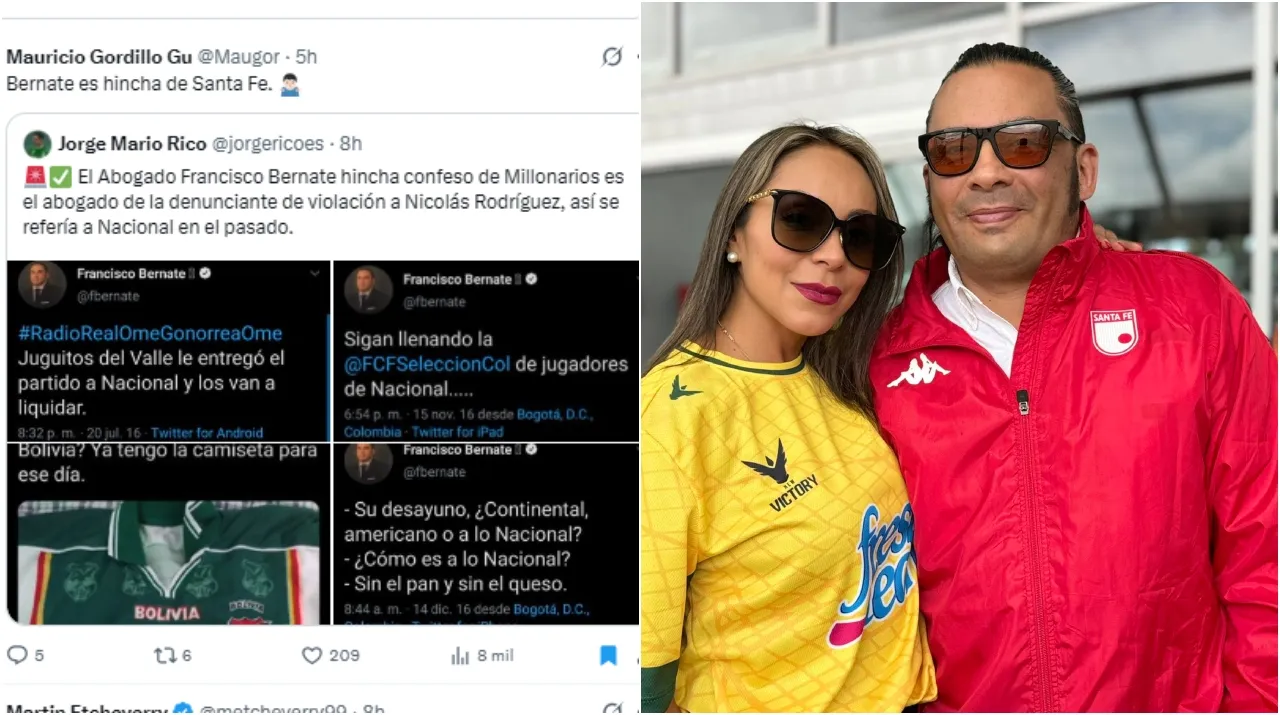 Francisco Bernate es hincha de Santa Fe. (Foto: X /@maugor y @fbernate)