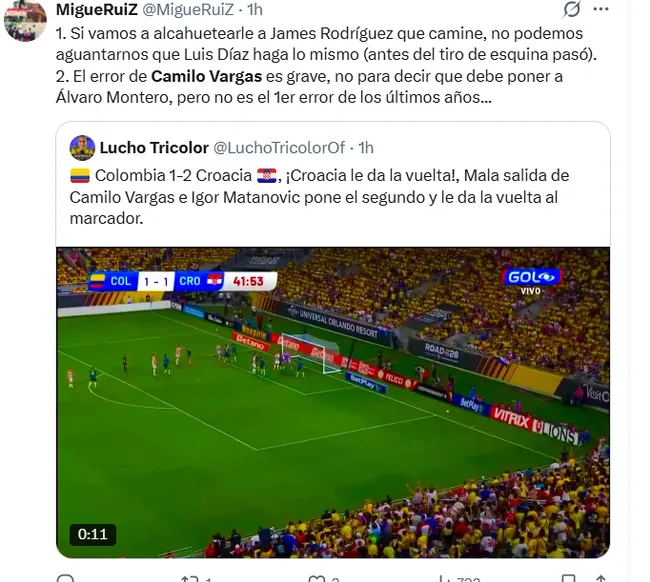 Los comentarios contra Vargas en redes sociales. (Captura de pantalla)