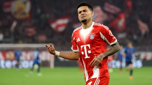 MUNICH, GERMANY - MARCH 18: Luis Diaz of FC Bayern Munich celebrates scoring his team's fourth goal during the UEFA Champions League 2025/26 Round of 16 Second Leg match between FC Bayern München and Atalanta BC at Football Arena Munich on March 18, 2026 in Munich, Germany. (Photo by Alexander Hassenstein/Getty Images)