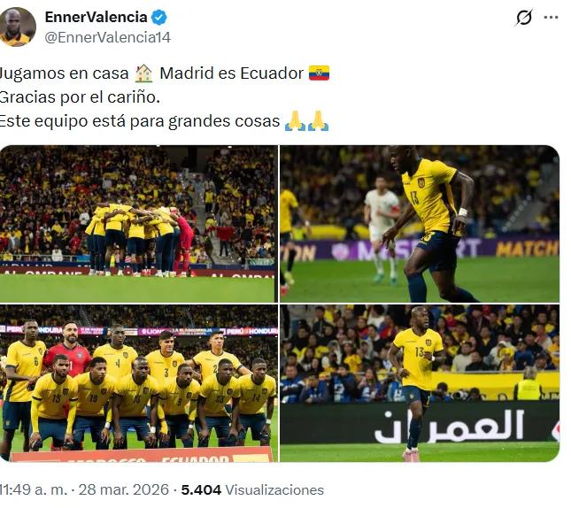 El mensaje de Enner Valencia. (Foto: Captura de pantalla)