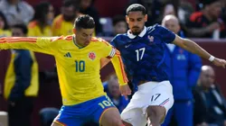 James Rodríguez y Maxence Lacroix en Colombia vs Francia.