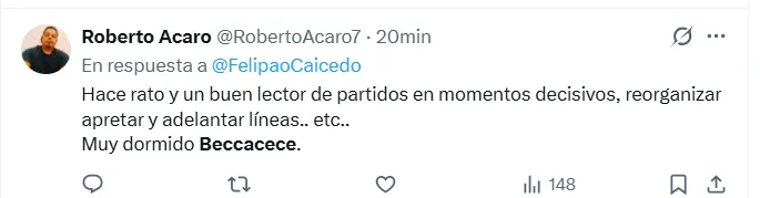 Los comentarios de los hinchas contra Beccacece. (Captura de pantalla)