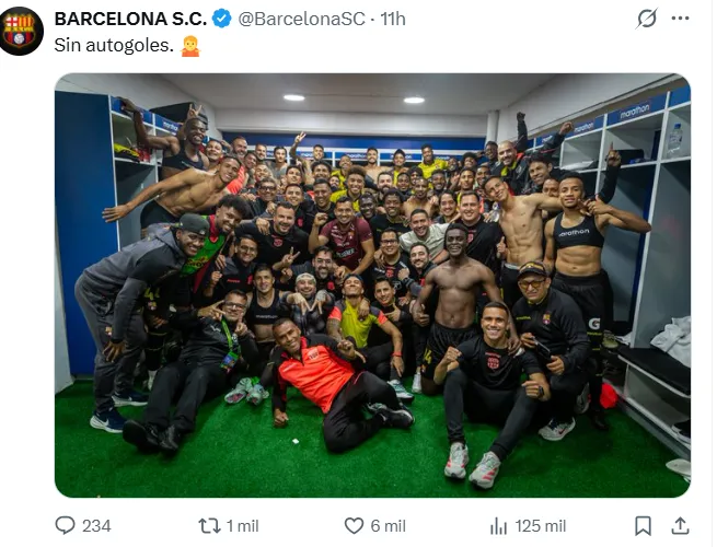 El posteo de Barcelona SC. (Foto: Captura de Pantalla)