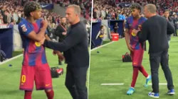 Lamine Yamal le hizo un reclamo a Hansi Flick en el final del partido que el Barcelona jugó vs. Atlético de Madrid.