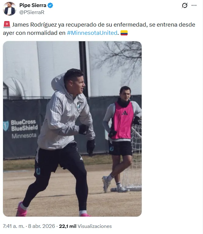 James volvió a entrenar con normalidad en el Minnesota. (Captura de pantalla)
