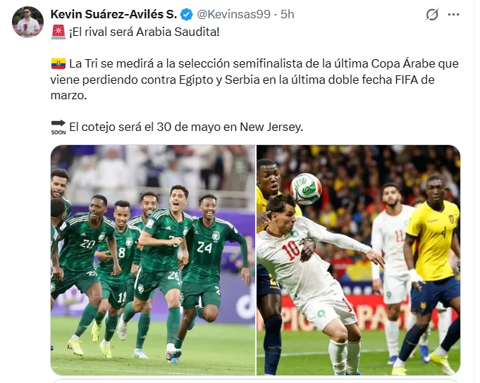 Ecuador confirmaría en los siguientes días este partido. (Foto: Captura de pantalla)