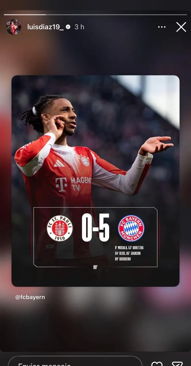 Post de Luis Díaz sobre Michael Olise. (Foto: Instagram / @luisdiaz19_)