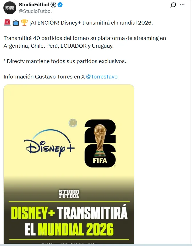 Disney+ transmitirá el Mundial 2026 en Ecuador. (Captura de pantalla)