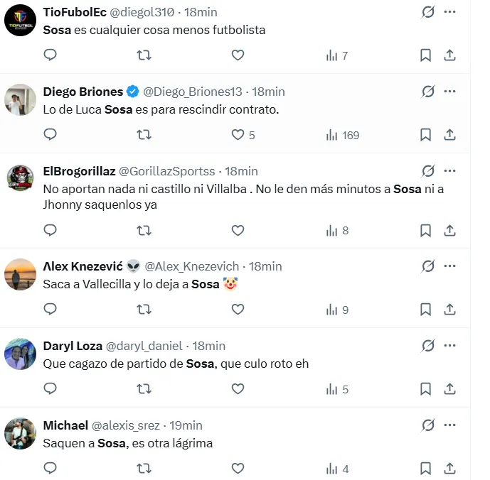 Los señalamientos a Sosa. (Captura de pantalla)