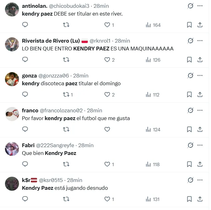 Los comentarios para Kendry Páez. (Foto: Captura de pantalla)