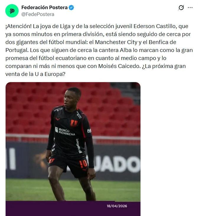Ederson Castillo en la mira de un grande como Manchester City. (Foto. Captura de pantalla)