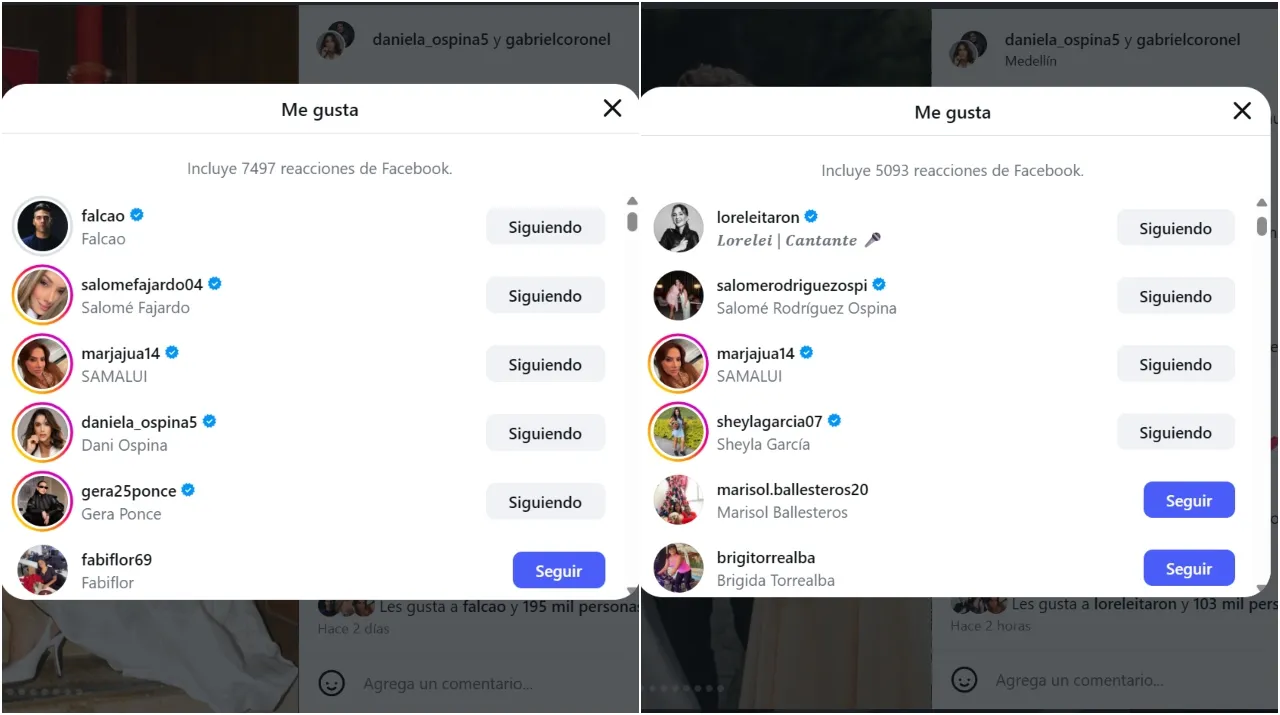 Posts de Daniela Ospina sin Me Gusta de James. (Foto: Instagram / @daniela_ospina5)
