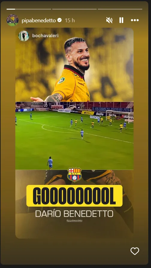 El ‘Pipa’ presumía su gol en redes sociales. (Captura de pantalla)