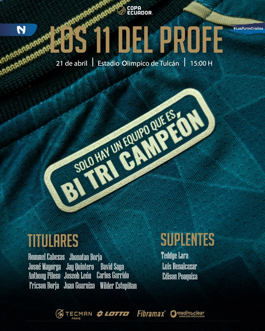 El Nacional salió a jugar sin arquero. (Foto: @elnacionalec)